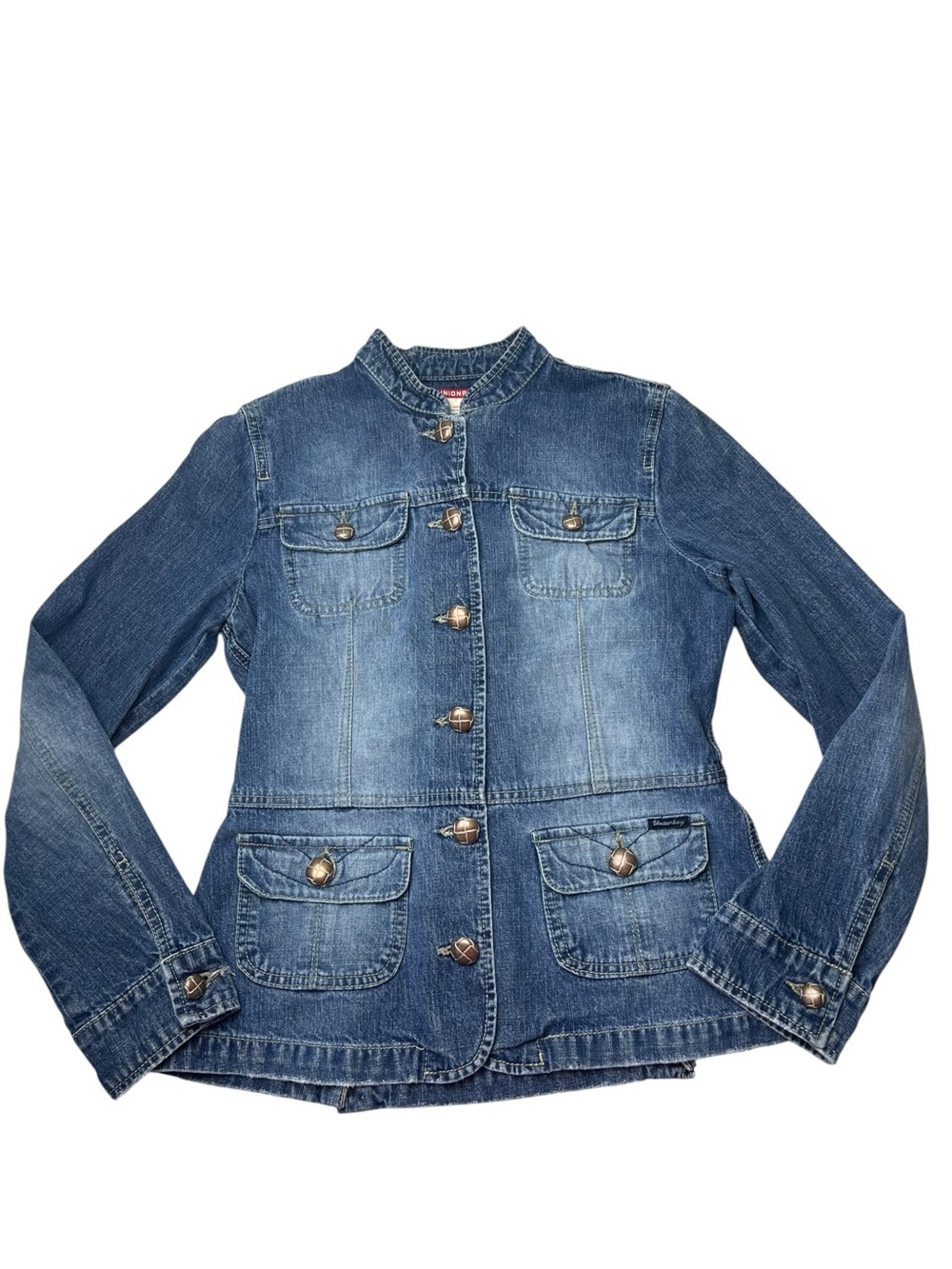 Union Bay Vintage Denim Military Cargo Style Denim Jean Jacket Women’s Medium